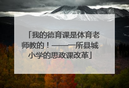 我的德育课是体育老师教的！——一所县城小学的思政课改革